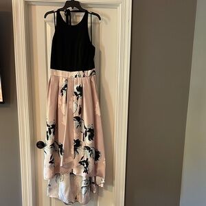 Elegant Black and Pink Floral Dress